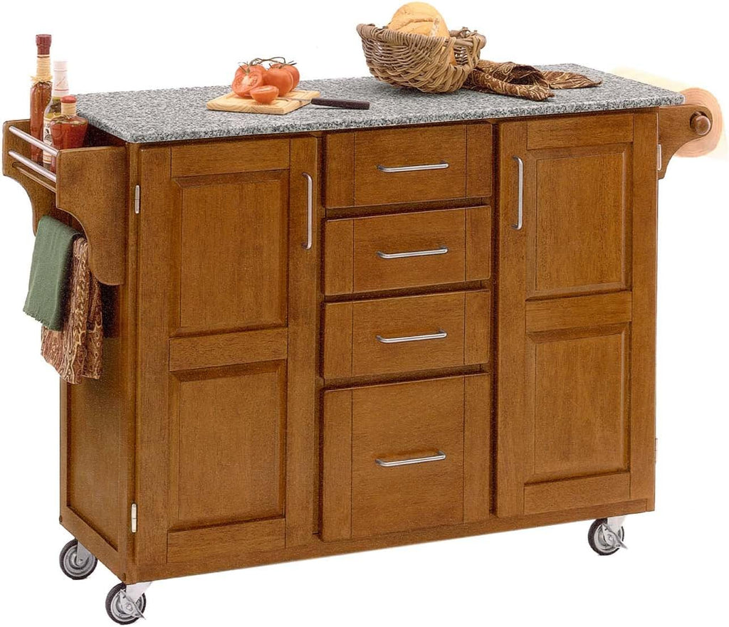 Natural 2 Door Kitchen Cart with Granite Top L7273