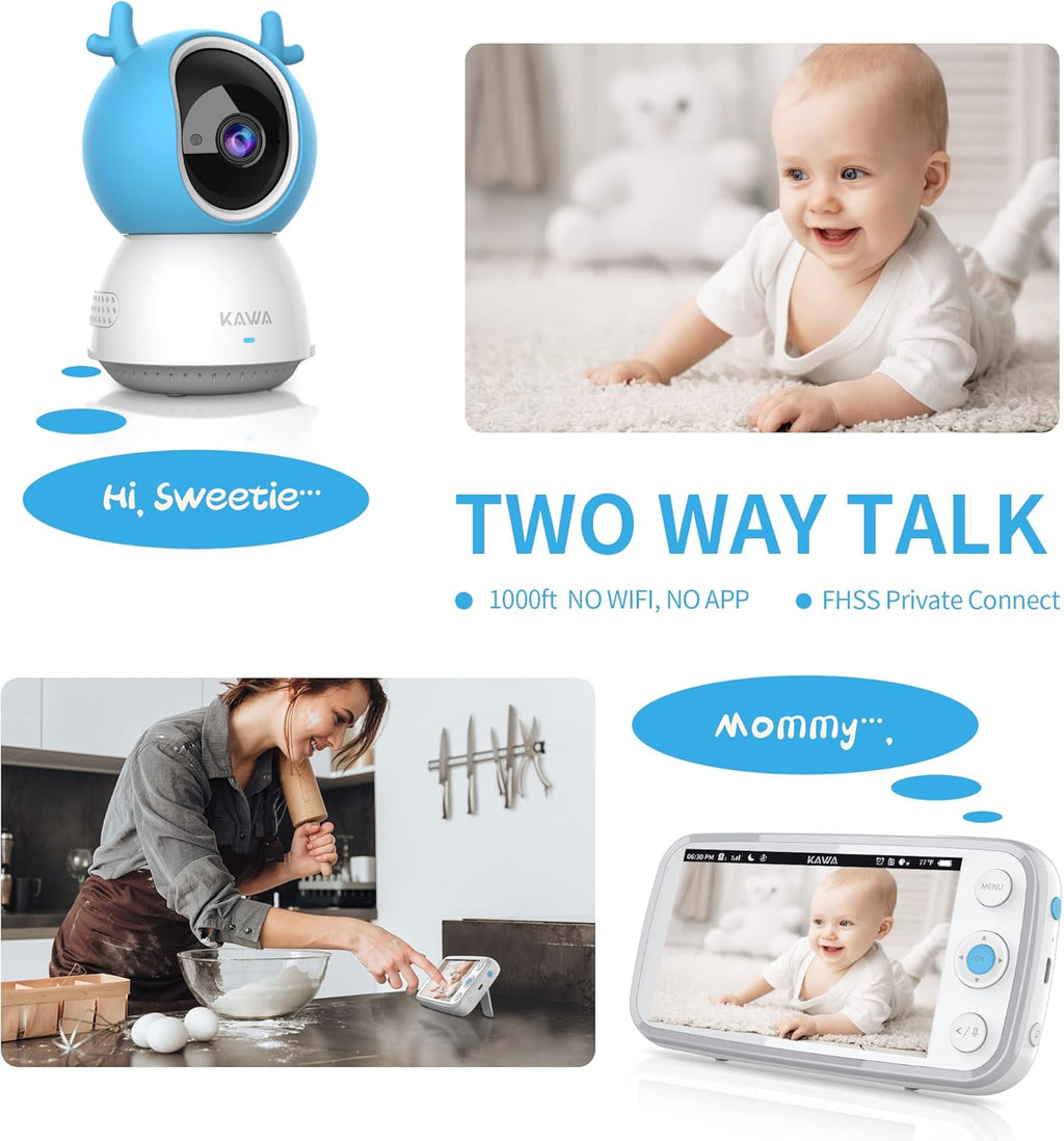 Baby Monitor with Camera and Audio, 720P HD Display, Night Vision, 2-Way Audio S33724