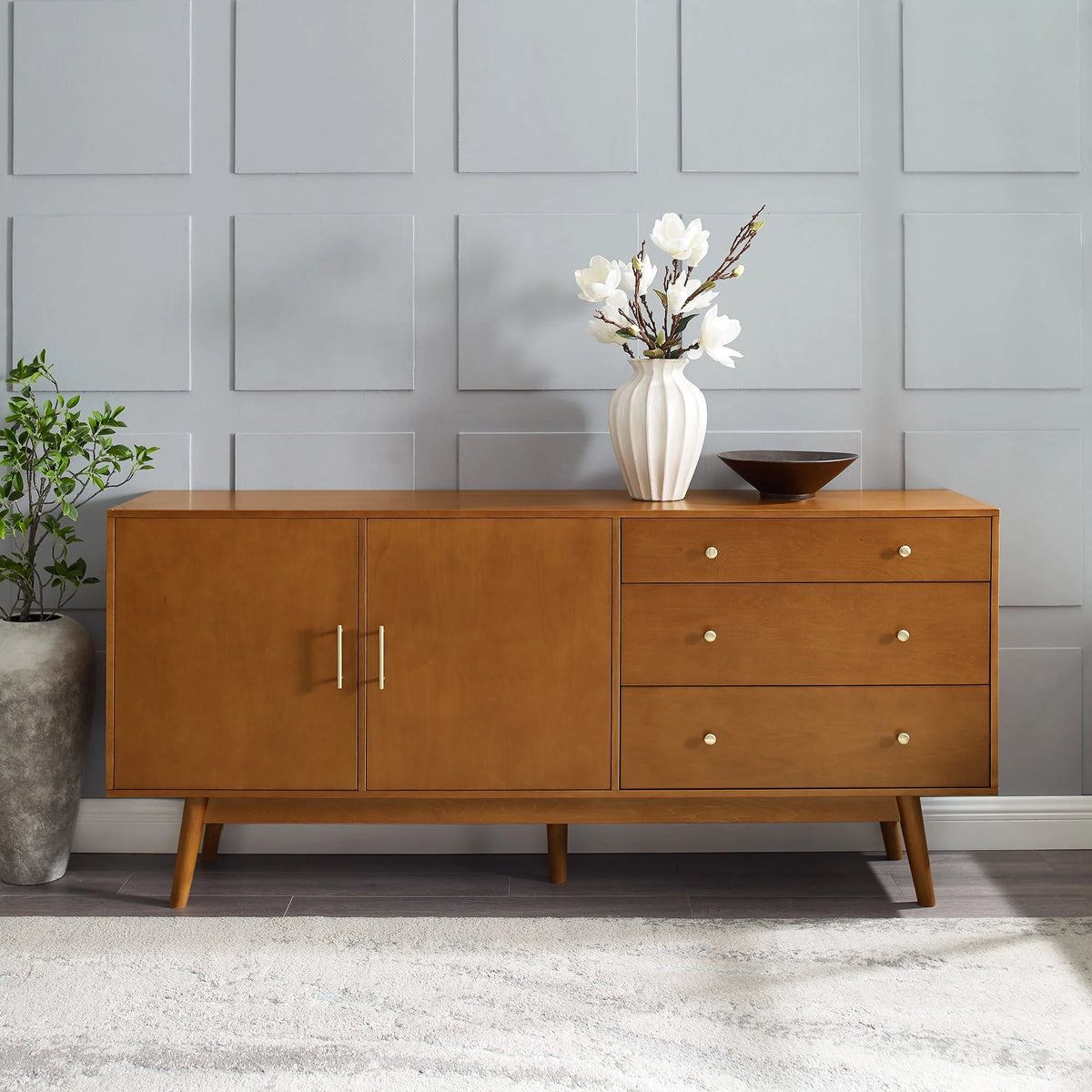 Mid Century 3-Drawer and 2-Door Sideboard C4830