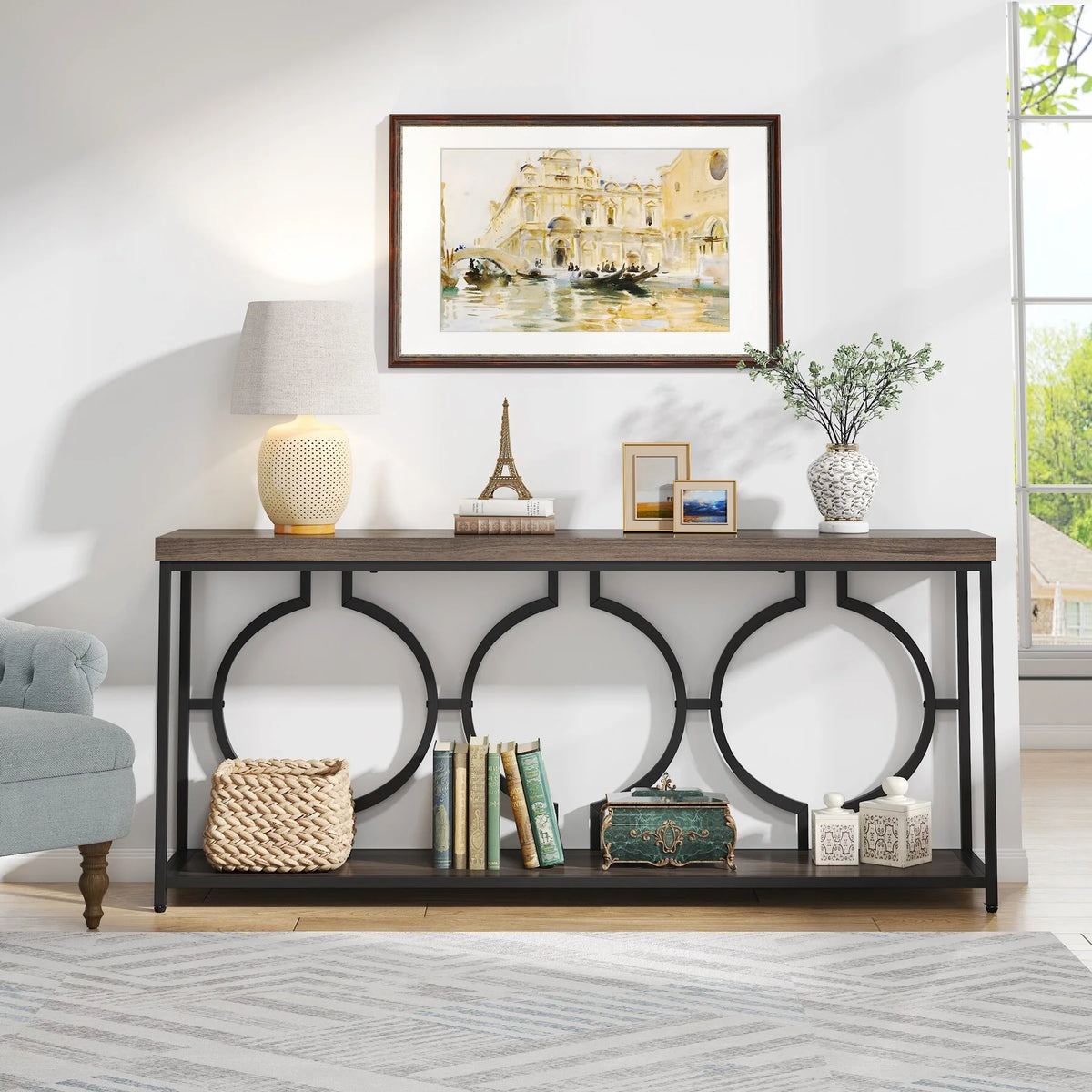 Dark Walnut Console Sofa Table H4612