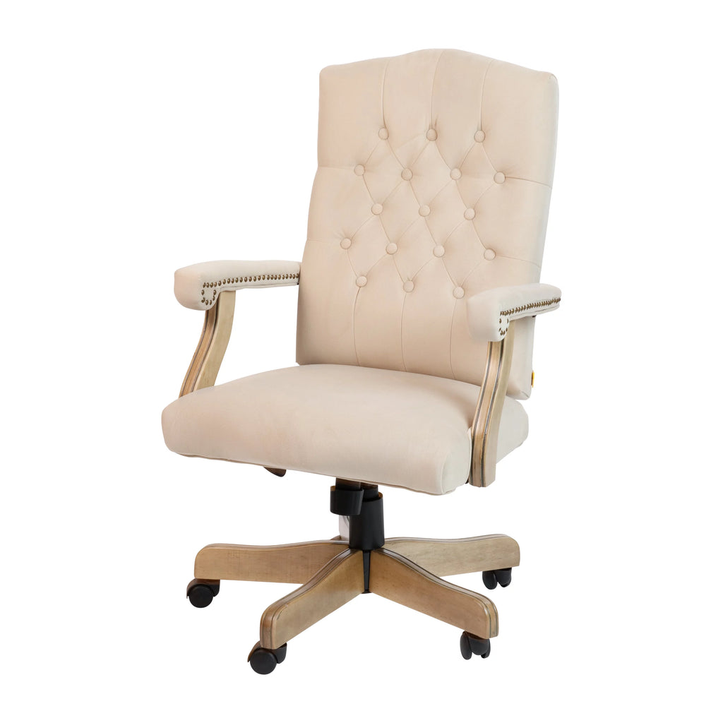 Ivory Microfiber Swivel Office Chair Z69436