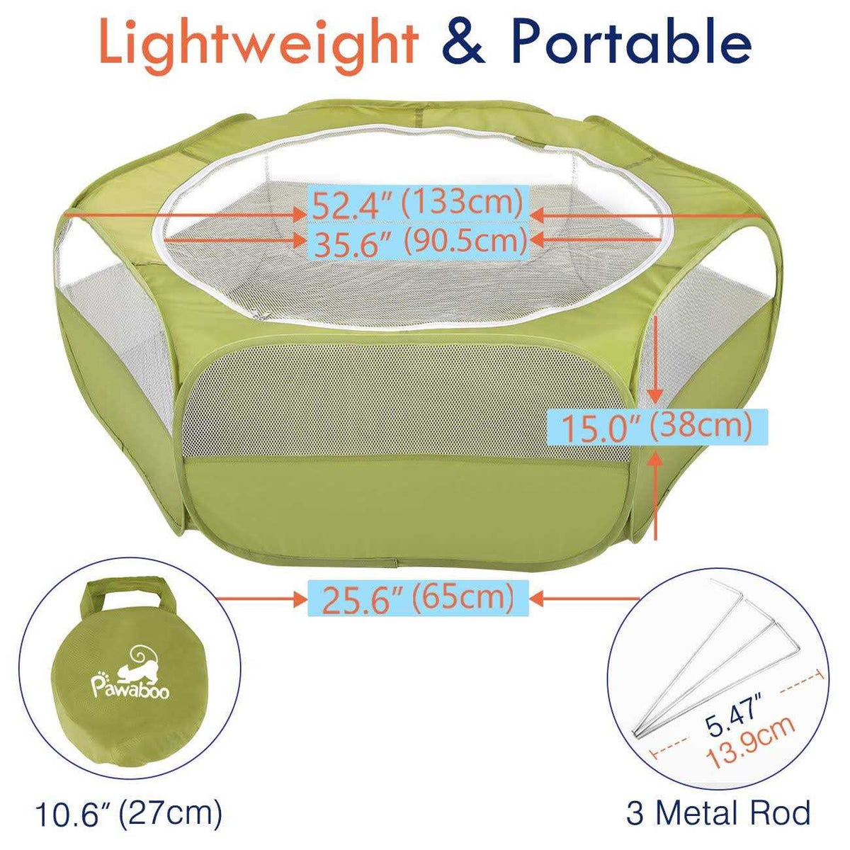 Small Animals Playpen Waterproof Small Pet Cage Tent with Zippered Cover W80963