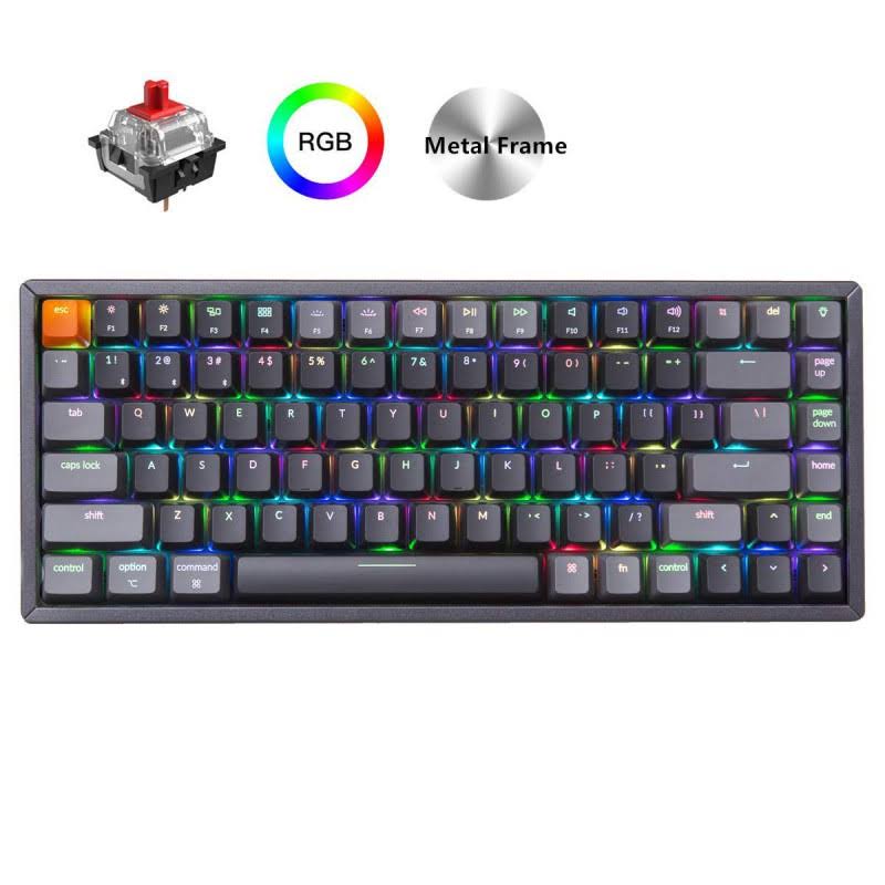 Wireless Bluetooth/USB Wired Gaming Mechanical Keyboard, Compact 84 Keys RGB LED Backlit Red Switch U737348