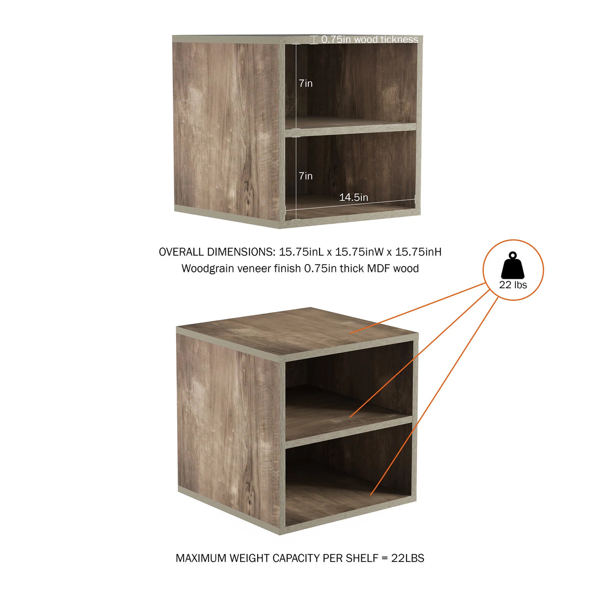 2 Shelf End Table O663