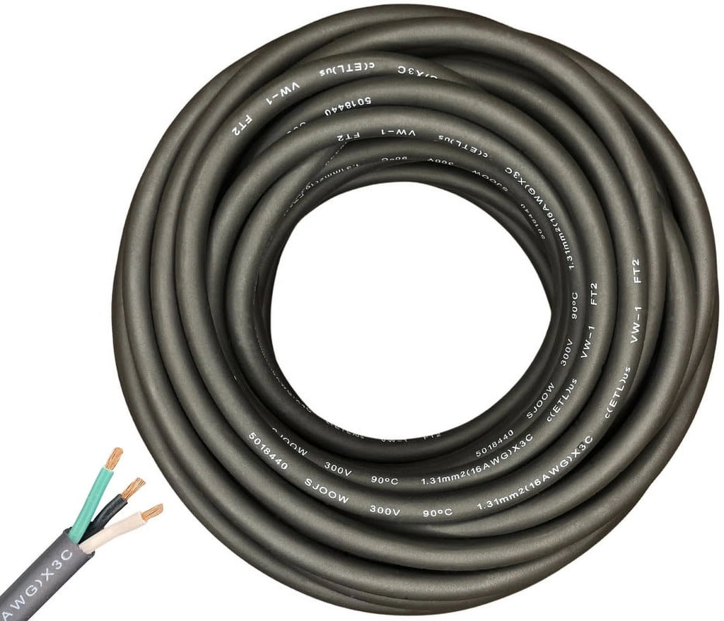 200 Feet 16/3 16 Gauge 3 Conductor Black Cable K10975