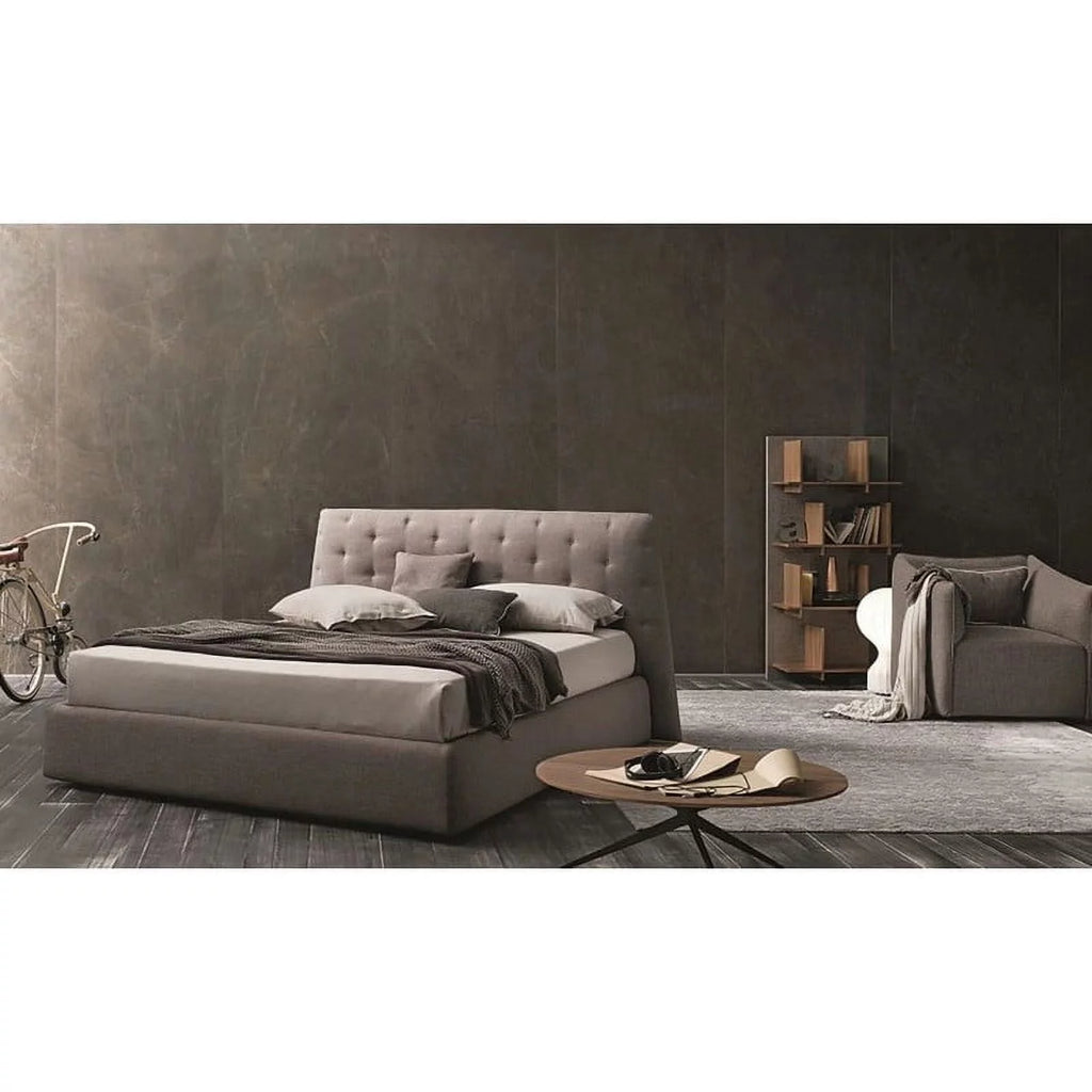 Taupe Gray Fabric Queen Size Storage Bed U488887