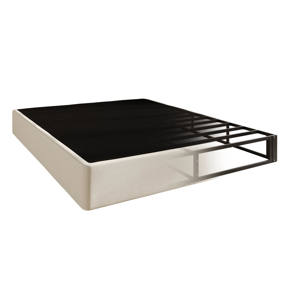 8 Queen Beige Linen Metal Box Spring F78545