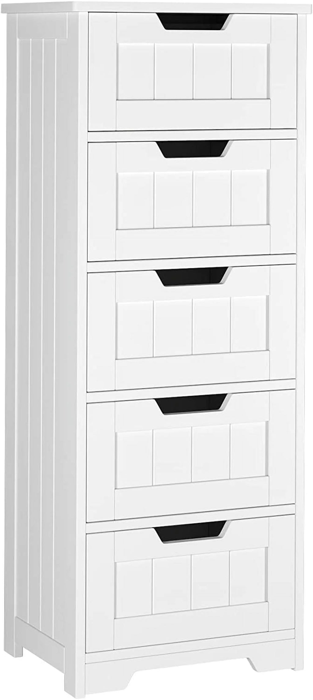White 5 Drawer Freestanding Bathroom Floor Cabinet T641