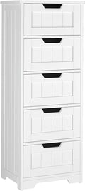 White 5 Drawer Freestanding Bathroom Floor Cabinet T641