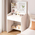 White Vanity Desk Set with Mirror and Drawer Q585437