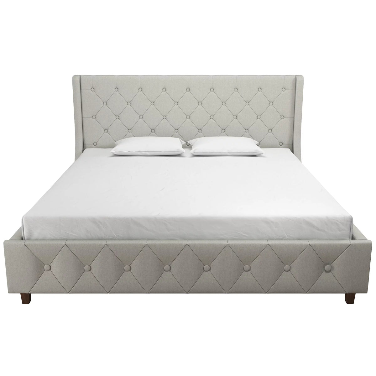 King Light Gray Linen Upholstered Bed T44210