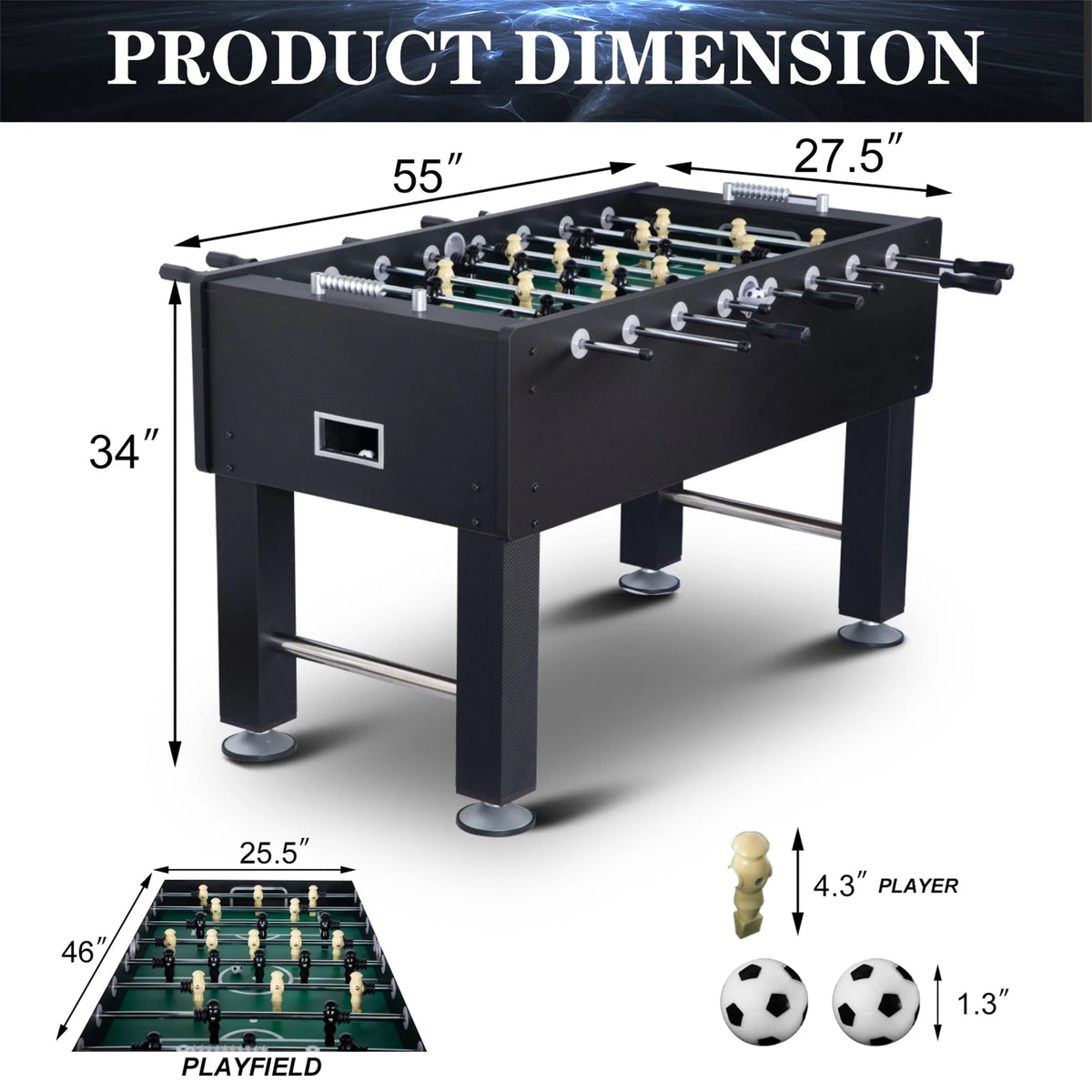 55 Foosball Table with Balls and Leg Levelers R26658