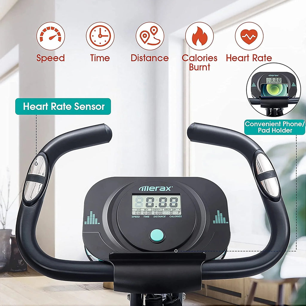 Folding Upright and Recumbent Stationary Exercise Bike with 10-Level Adjustable Magnetic Resistance P6763
