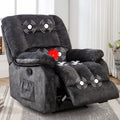 Gray Fabric Manual Recliner Chairs with Massage and Heat Q997136