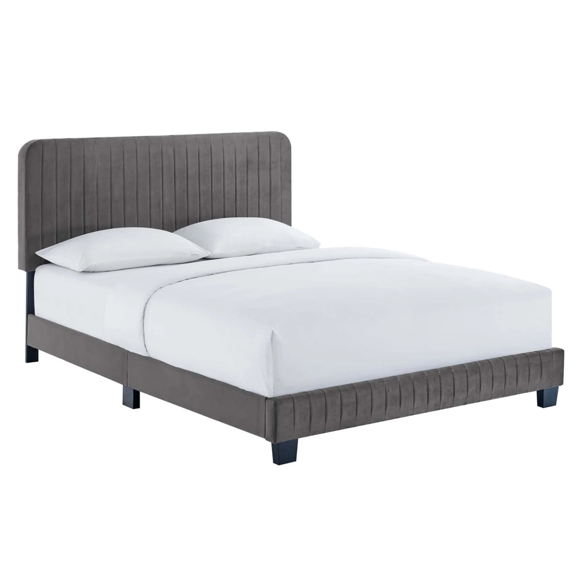 Queen Channel Tufted Performance Velvet Platform Bed N811477