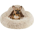 Soft Faux Fur Hooded Cat Bed Cave Q5350