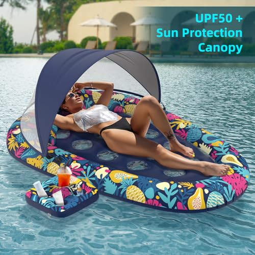 XL Inflatable Pool Float with Canopy Cup Holder X660