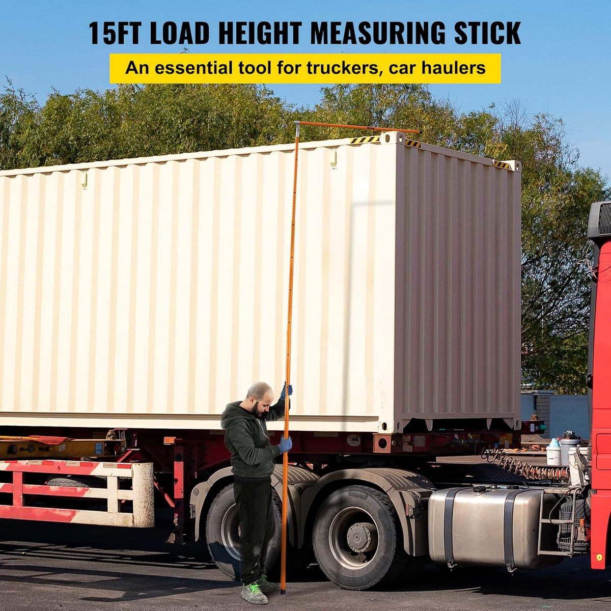 15' Fiberglass Truck Height Measuring Stick with Carrying Bag D10381