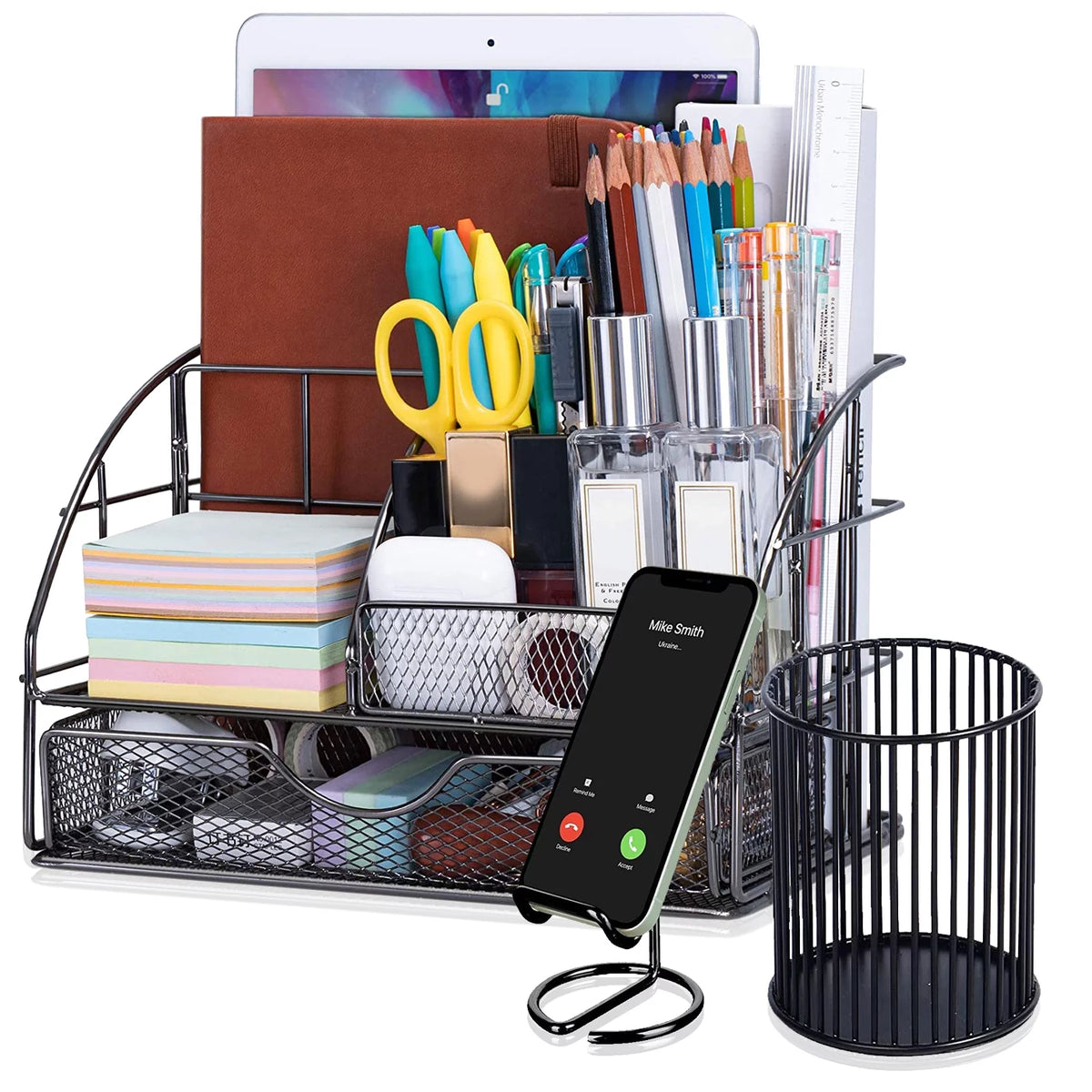 Black 3 Pcs Desk Organizer with Drawer I898