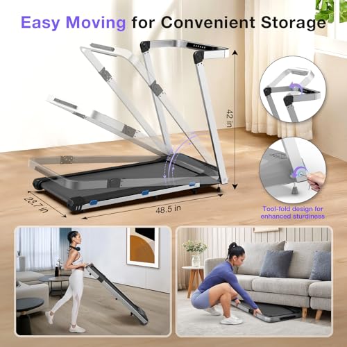Foldable Treadmill with Desk Workstation L629