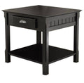 Black Wood End Table with Drawer and Shelf Z279