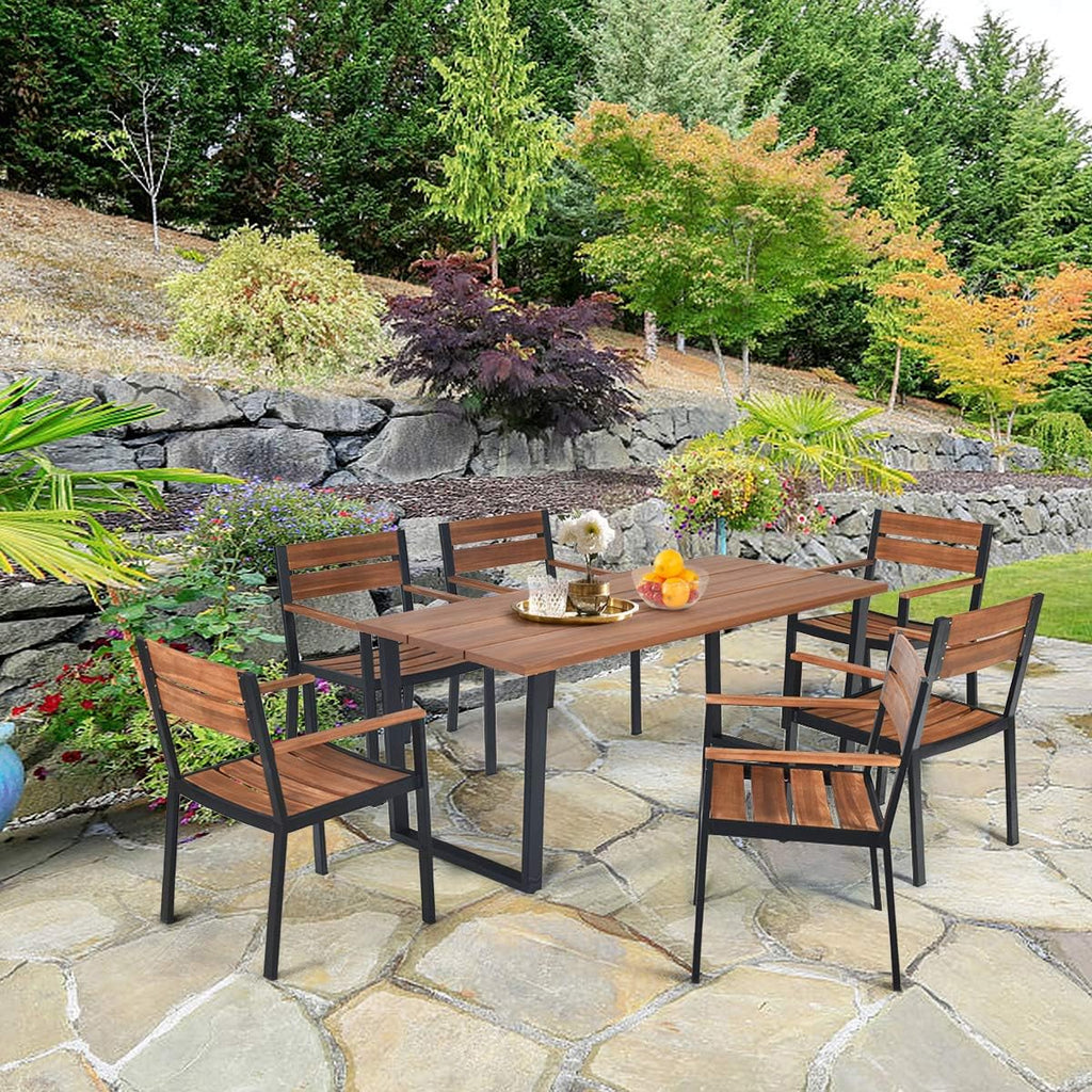 7 Piece Patio Dining Set with Acacia Wood Table Top P3969