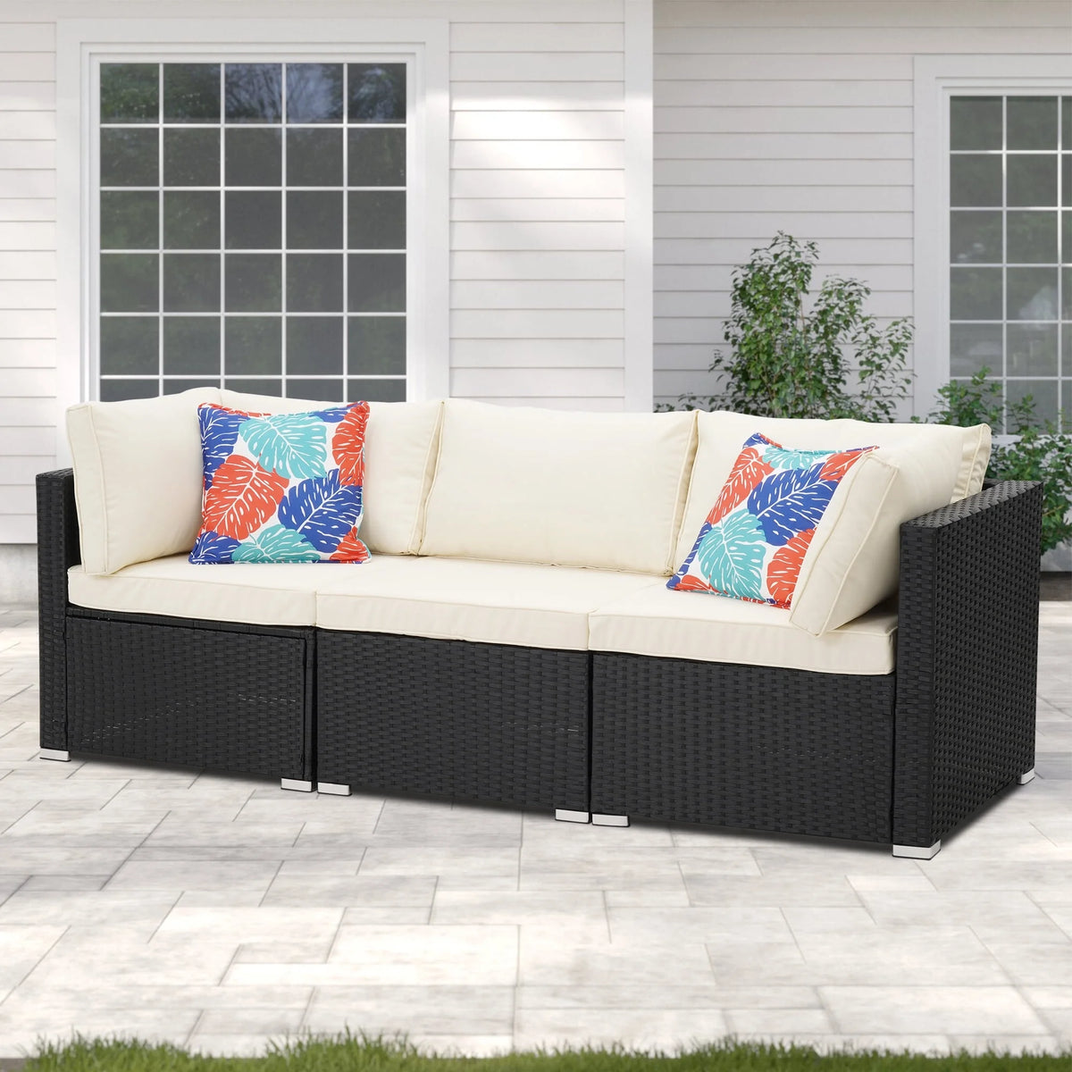 3 Pcs Beige Outdoor Patio Sofa Set B253