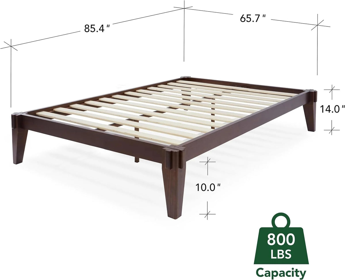 Queen Bed Frame Solid Wood Platform Bed Wood Slat Support F3945