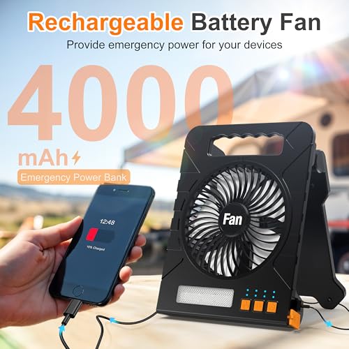 Solar Powered 4000mAh Portable Table Fan with LED Lantern Y296297