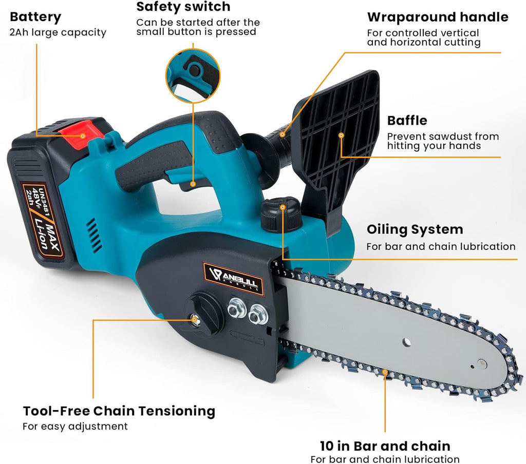 8 Inch Cordless Electric Chainsaw with 2 Batteries B9164