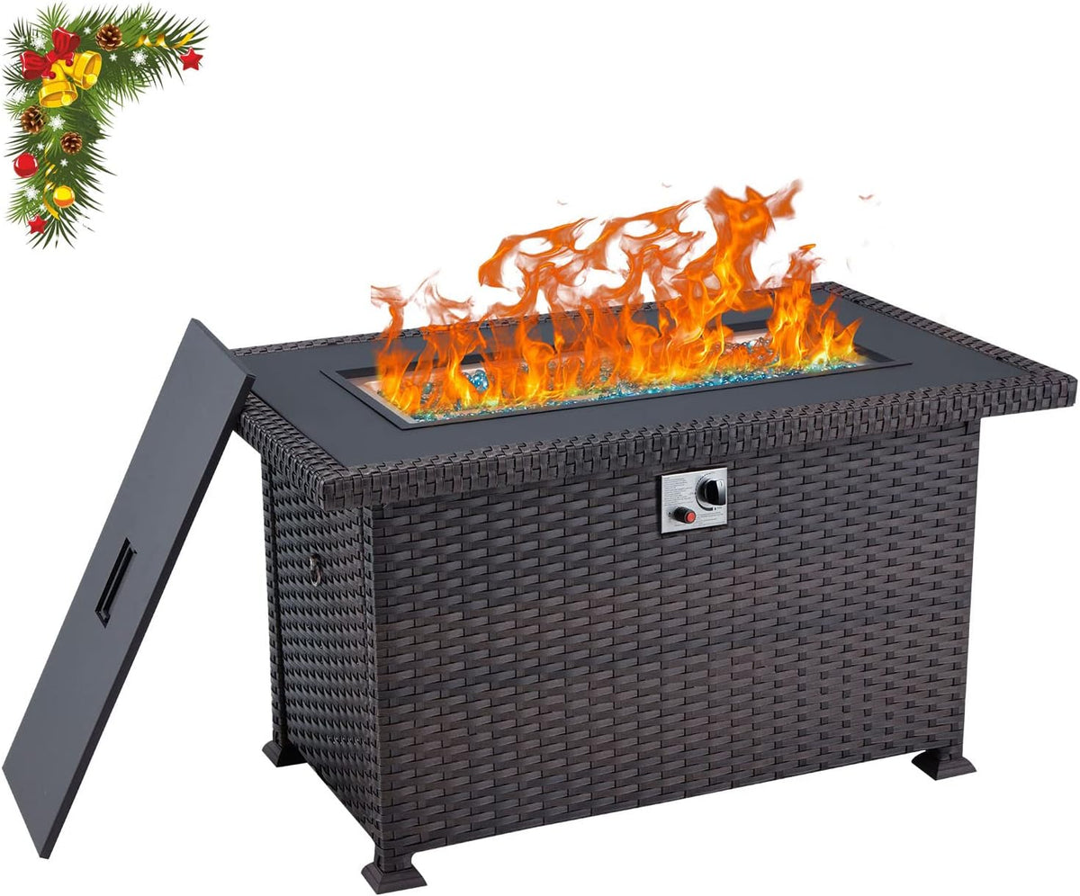 Propane Fire Pit Table 44in 50000BTU Brown Z628389