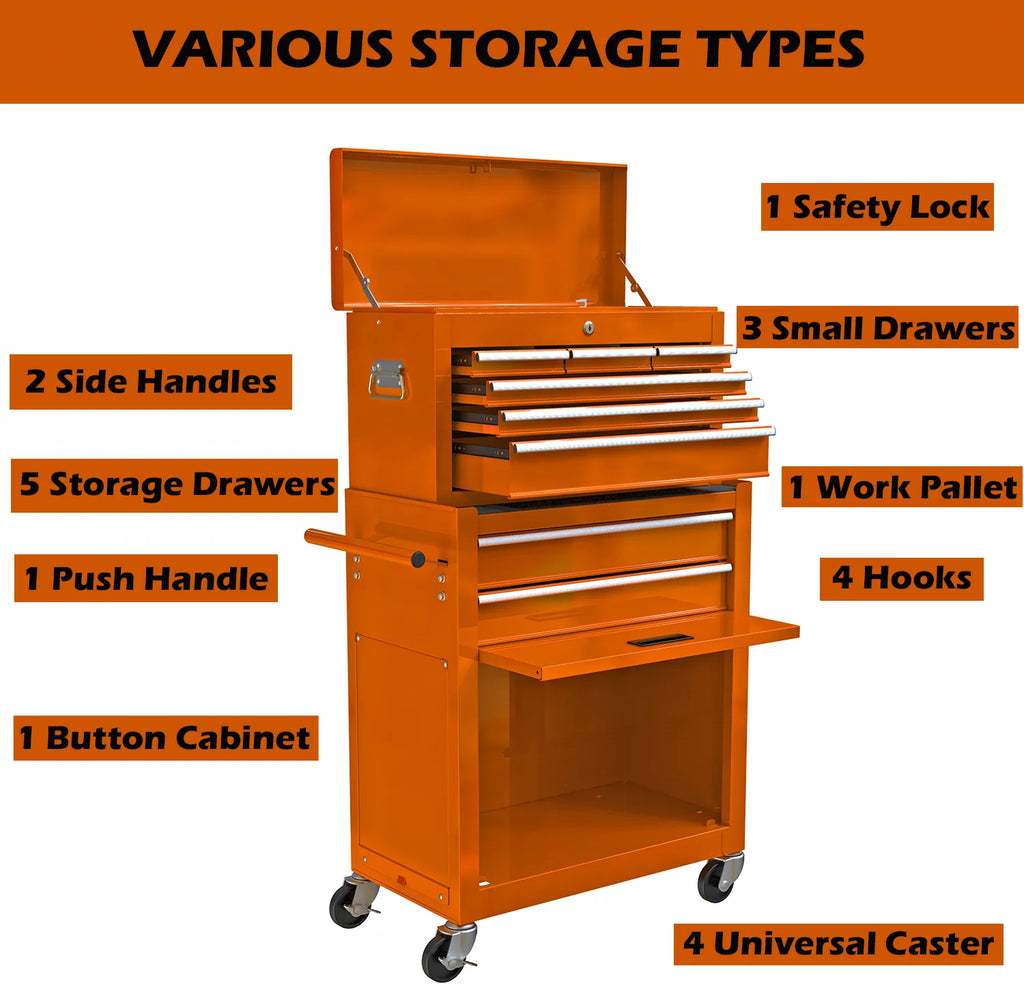 Blue 8 Drawer Rolling Tool Chest with Lock A585048