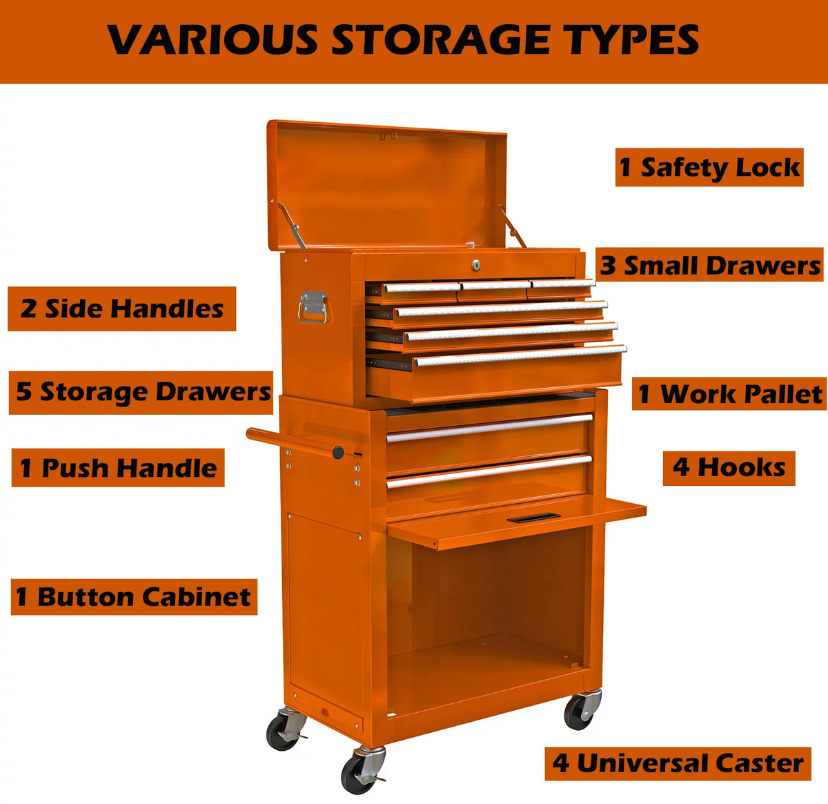Blue 8 Drawer Rolling Tool Chest with Lock A585048