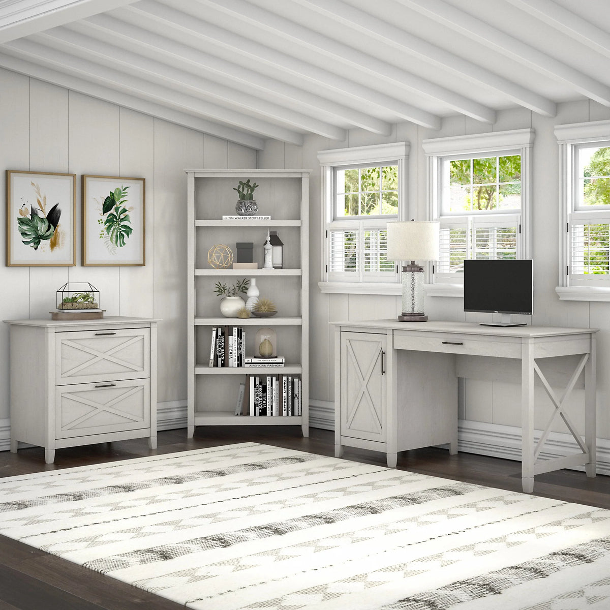 2 Drawer Linen White Oak Lateral File Cabinet B924