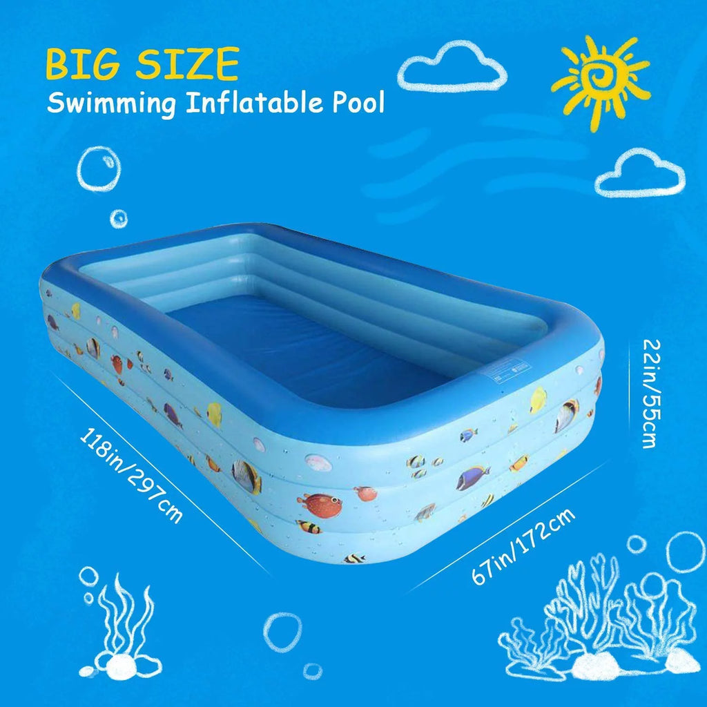 Inflatable Pool 9.83 x 6 x 1.83 ft Rectangular Thickened T415