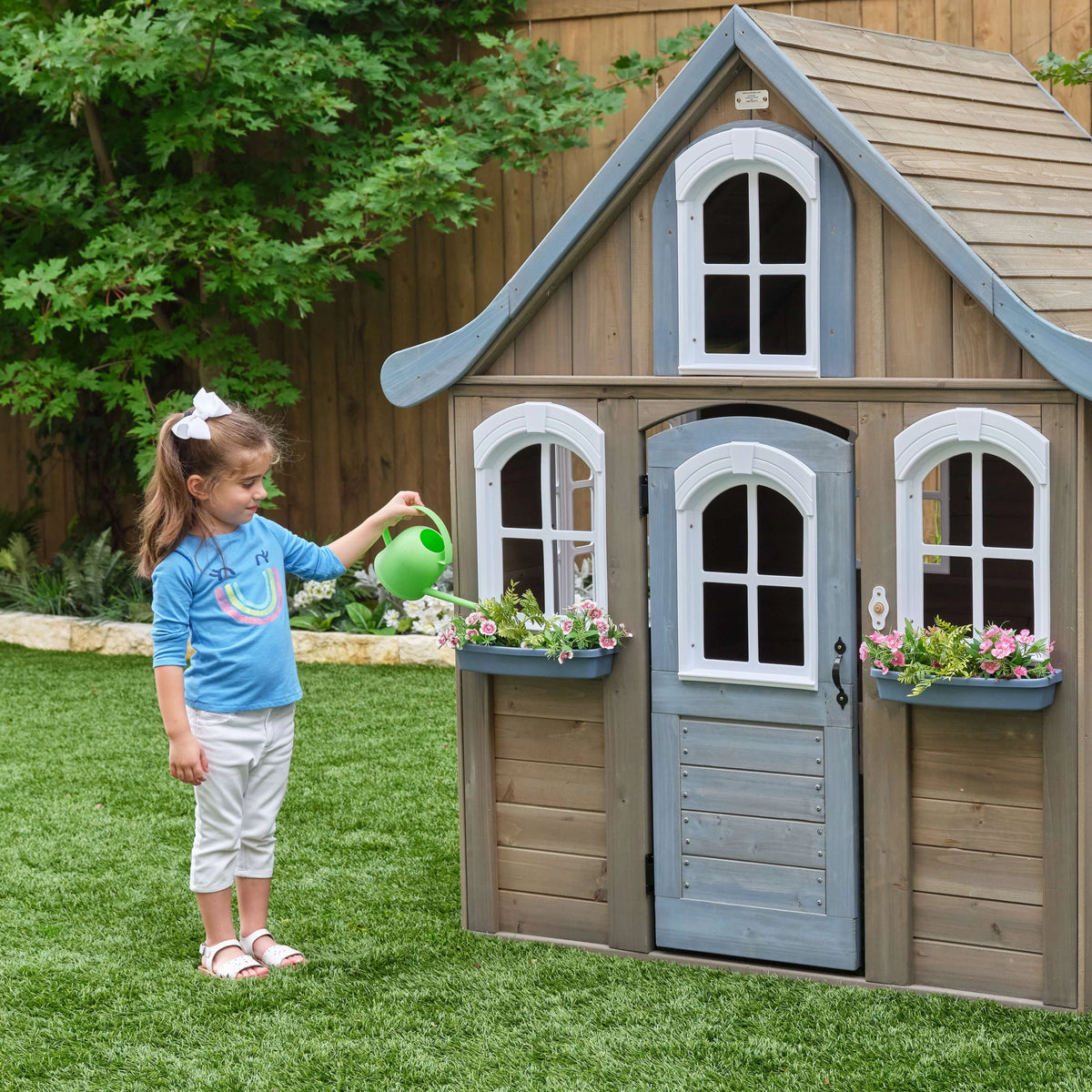 Wooden Outdoor Playhouse with Kitchen C79019