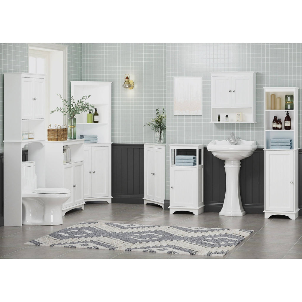 White Three Tier Freestanding Storage Cabinet M184