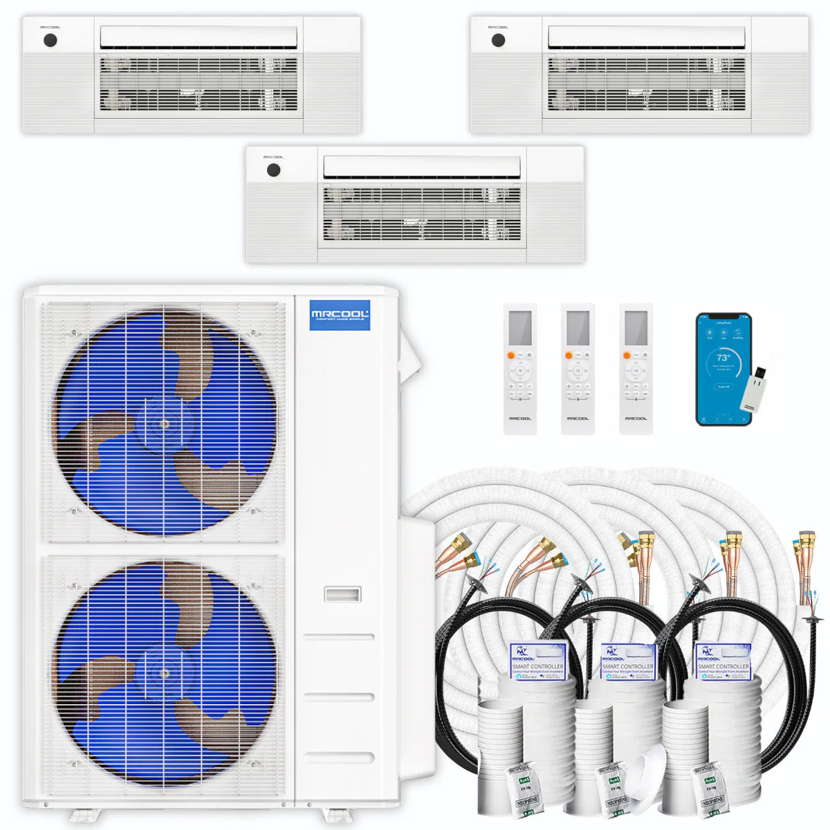 42,000 BTU 3 Zone Ceiling Cassette Ductless Air Conditioner and Heat Pump O8659
