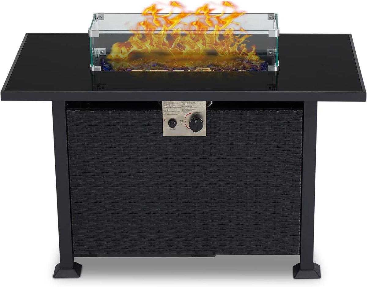 44 Inch 50000 BTU Propane Fire Pit Table with Rain Cover A392352
