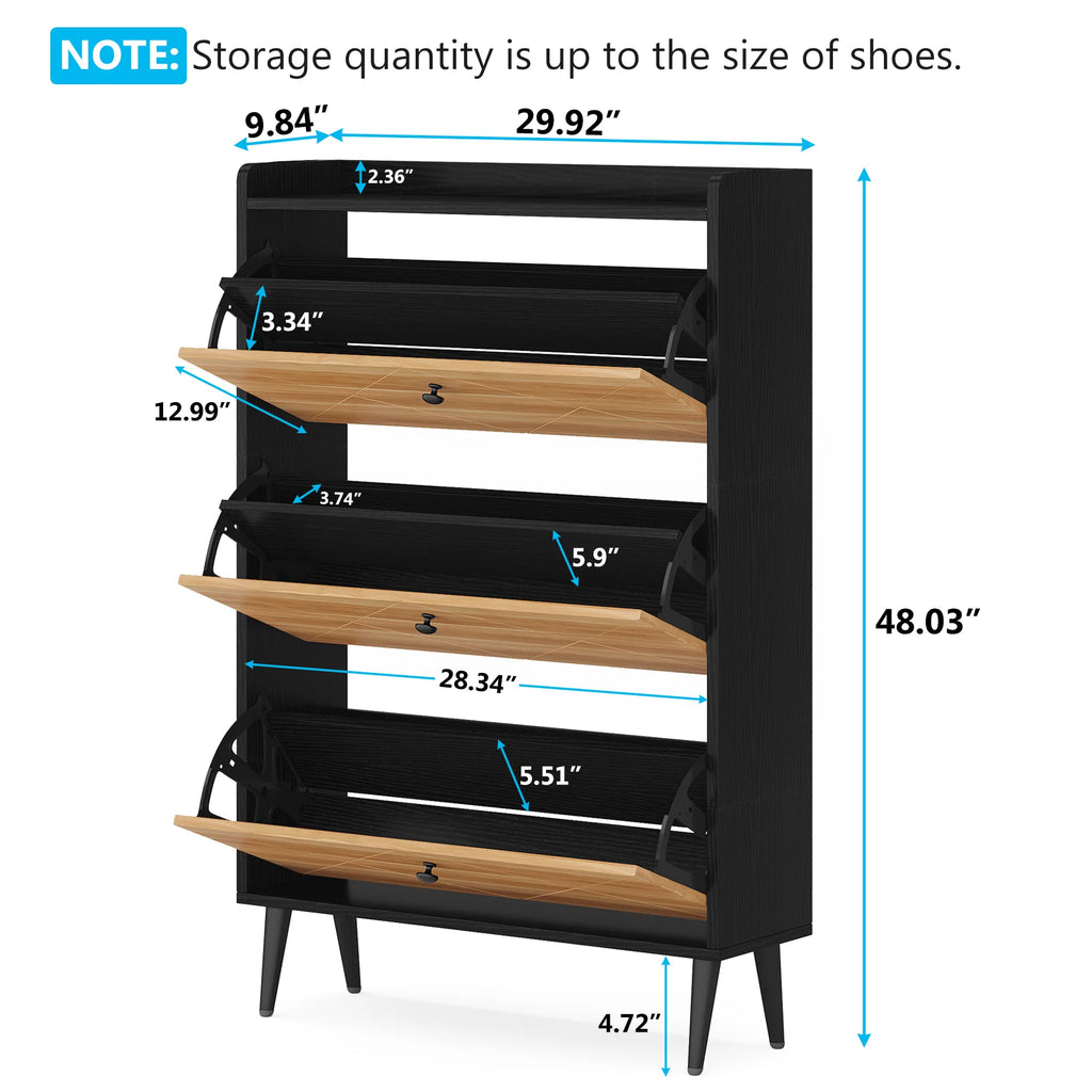 Narrow 3 Flip-Drawers Shoe Storage Cabinet M230325