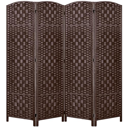 6 Panel Dark Coffee Folding Room Divider Y798821