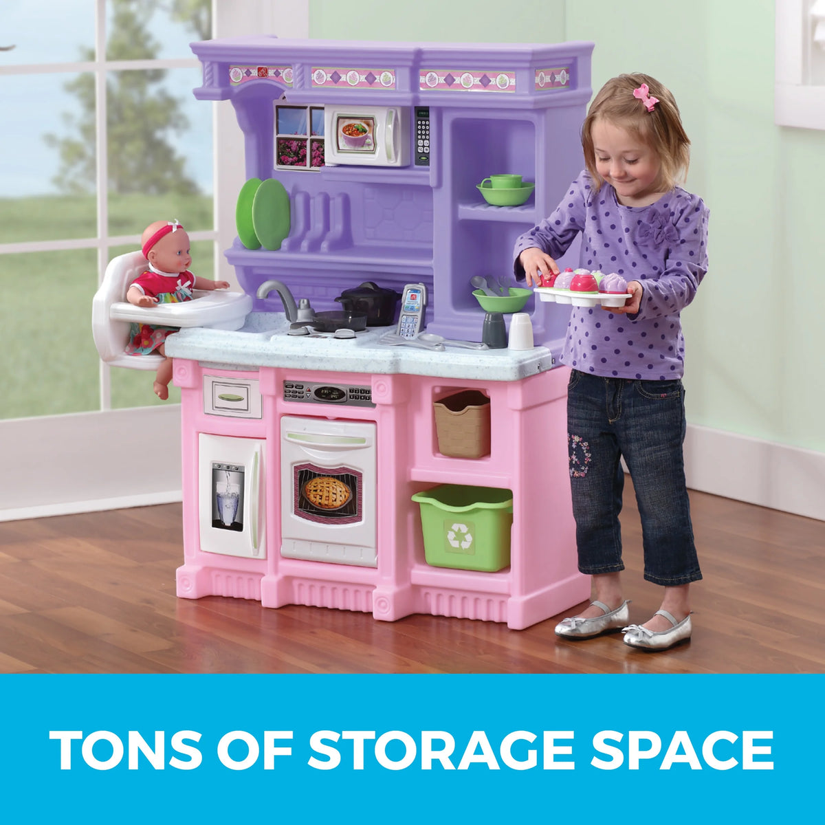 Pink Toddler Plastic Kitchen Playset with 30 Piece Play Set A119695