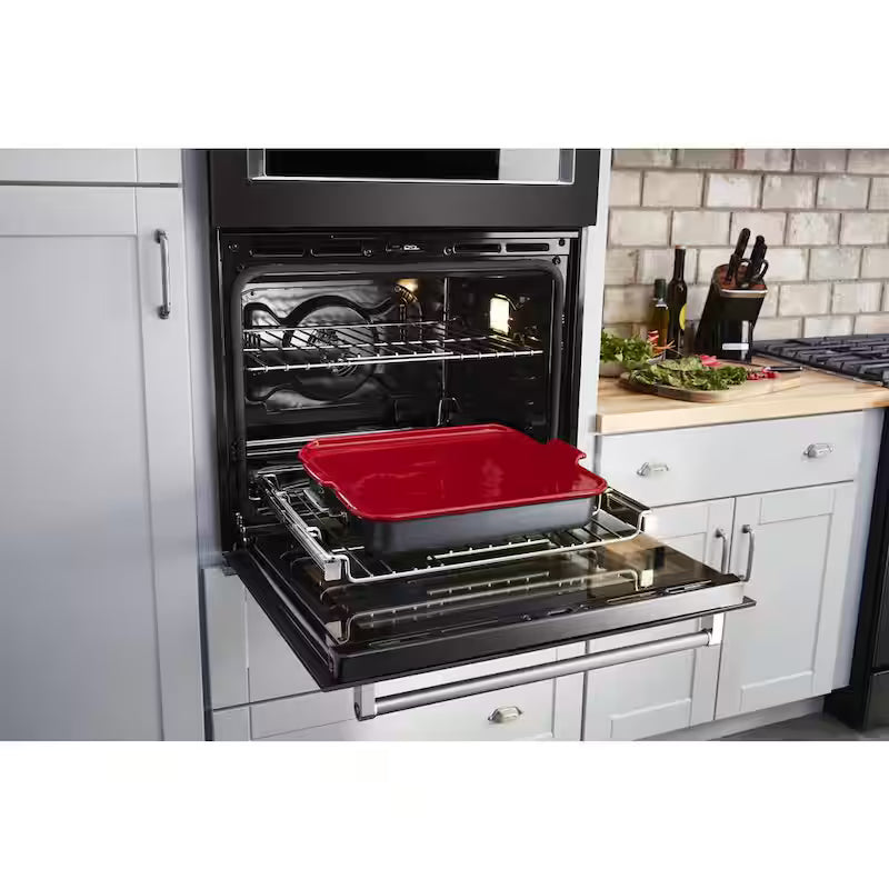 30 in. Electric Convection Wall Oven with Built-In Microwave in Black Stainless F261