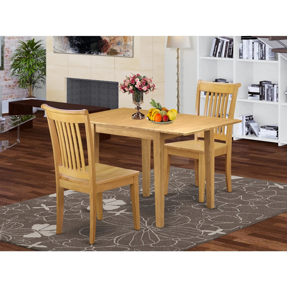 3 Pc Wood Dining Table Set with 2 Chairs C46748