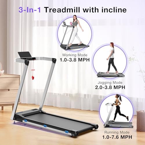 Foldable Treadmill with Desk Workstation L629