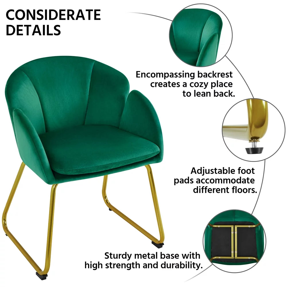 Green Velvet Armchair with Golden Metal Legs I413709