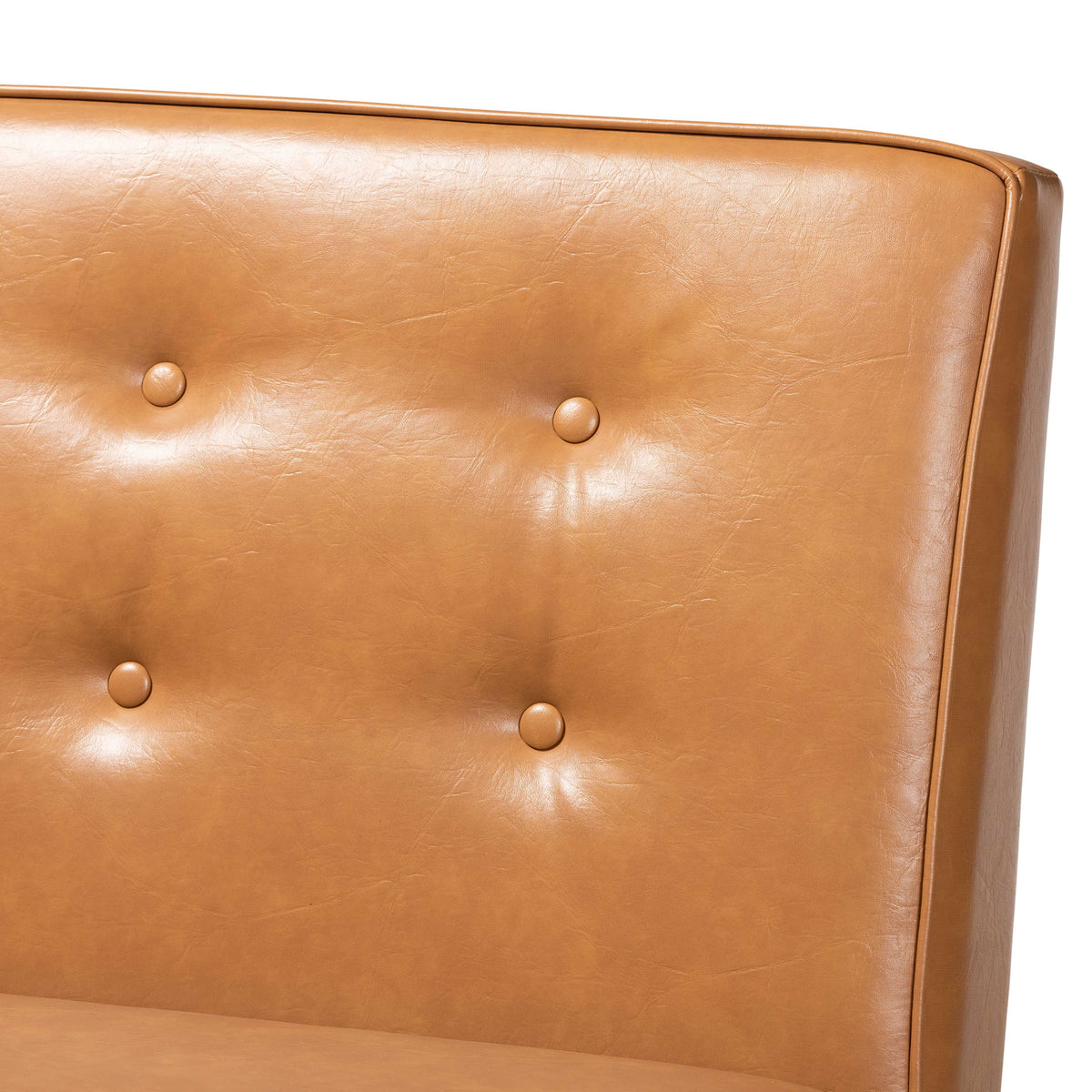 Tan Faux Leather Upholstered Wood Dining Corner Sofa Bench P149