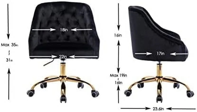 Pink Velvet Upholstered Swivel Desk Chair with Wheels L778