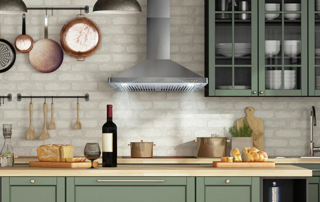 2 Piece Gas Range and Wall Mount Range Hood Kitchen Appliance Bundle L4682