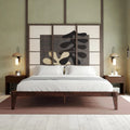 Queen Bed Frame Solid Wood Platform Bed Wood Slat Support F3945